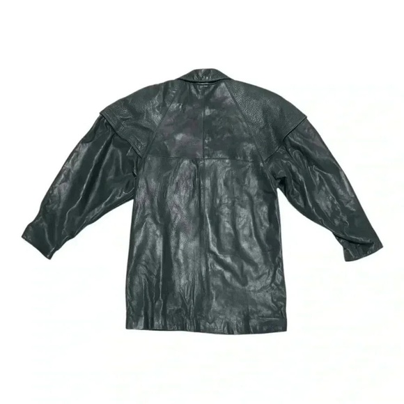 Vintage Rickie Freeman for Teri Jon Dark Gray Button Up Leather Jacket. Size 12 - Picture 3 of 8